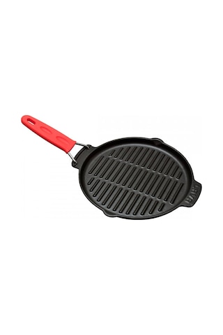 Lava Döküm Izgara Tava, Tel ve Silikon Saplı. Çap(Ø)23cm.