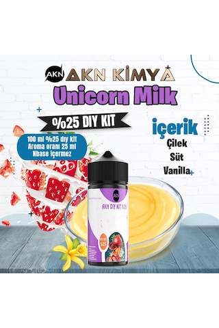 Unicorn Milk Cutwood Yoğun Dıy Kit Çilek Süt Vanilya Gıda Aroması %25 Oranda Aroma İçerir Hazır Değildir 100 Ml