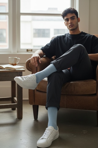 Socks Stores 6 Çift Unisex Renkli Pamuklu Soket Çorap - Renkli Tenis Boy Çorap Açık Mavi