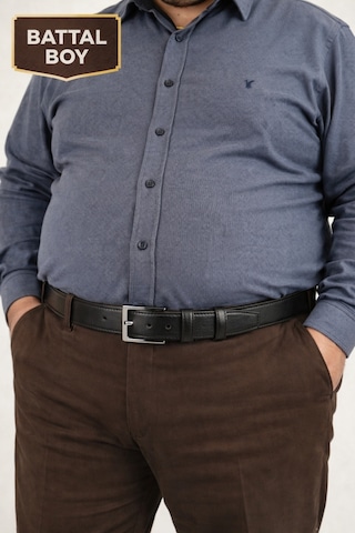 Parscraft Battal Boy / Büyük Beden / Uzun Boy Xxl 3,5 Cm Klasik Erkek Hakiki Deri Kemer Siyah
