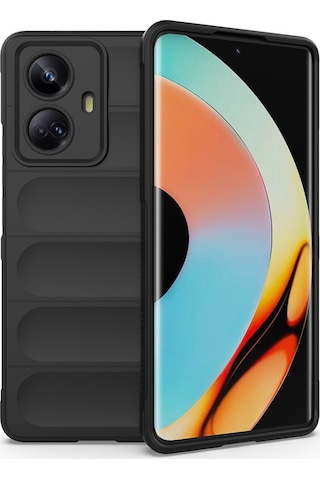 Realme 10 Pro 5g Kılıf Elde Tutma Kolaylıkla Kaydırmaz Kenar Line Dizayn Optietnik Kapak Siyah