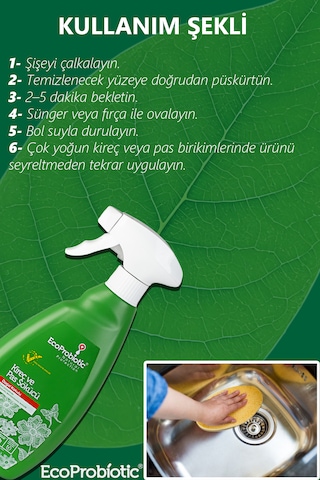 Organik Kireç Ve Pas Sökücü Sprey Güçlü Doğal Temizlik 500 Ml. Tekli