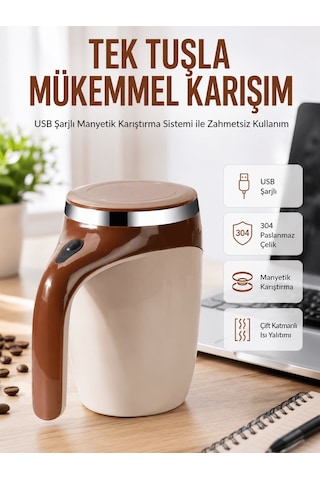Shnstore Usb Şarjlı Elektrikli Karıştırıcı Kupa Sıcak & Soğuk İçecekler İçin Shntknd0720 Çok Renkli
