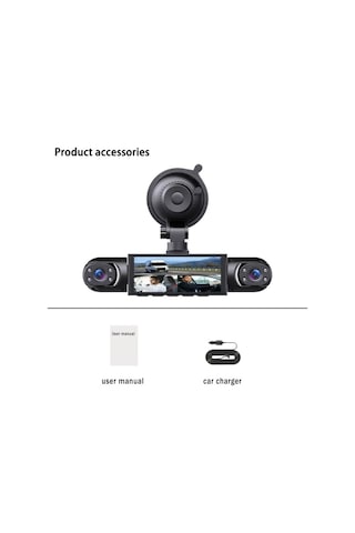 Xuweiwei 3 Kameralı 360 Araç Kamerası Ön 1080p Sol Sağ Arka 480p Hd 3.16 Ips Ekran 170 Geniş Açı Gece Görüşü Park Modu