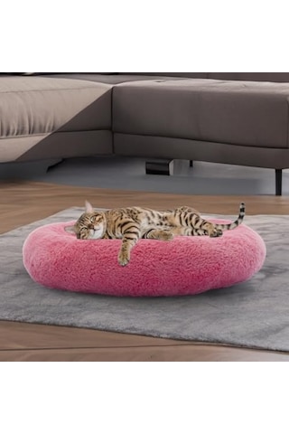 Peluş Kedi Ve Köpek Yatağı Beyaz Renkte, Pugalo Ekonomik Kedi Yatağı Pembe