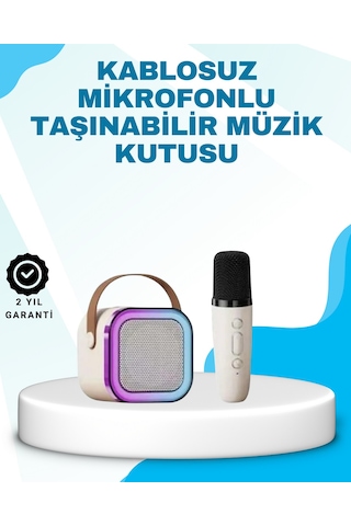 Karaoke - 455 - Mikrofon Hoparlör Seti Bluetooth - Csmo-tex - Kablosuz Tnabilir