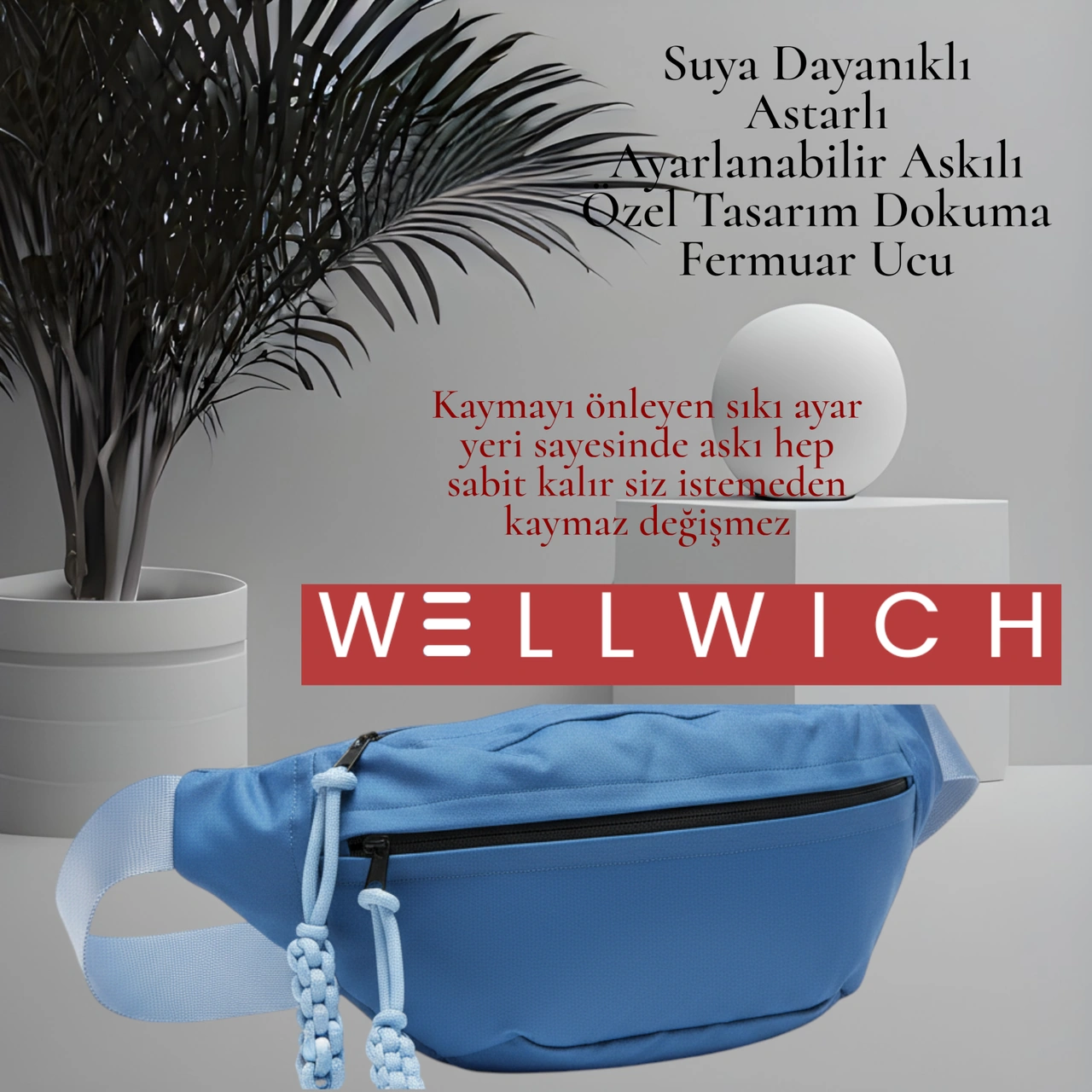 Wellwich Mavi Renk Çapraz Çanta Bel Çantası Spor Çantası Ultra Hafif Oxford Kumaş Suya Dayanıklı Mavi - Mavi
