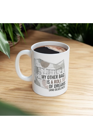 Mimarlara Özel Sanatsal Kupa Bardak Tasarım Ve Kahve Tutkunları İçin Hediyelik Bardak Beyaz