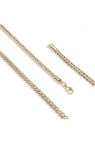 Erkek Oval Kral Bakla Örgülü Çelik Kolye 4mm 9184 Altın