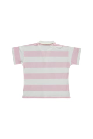 Civil Girls Çizgili Polo Yaka 10-13 Yaş Tişört - Pudra