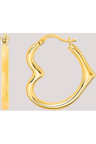 Moom Mücevherat Altın Küpe 14 Ayar Altın Kalp Küpe-1,50 Cm