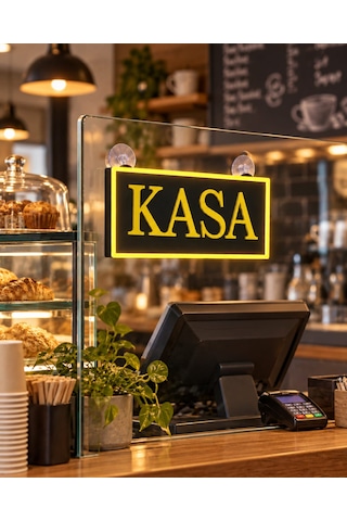 Led Işıklı Kasa Yazısı Tabela Sarı Yazılar