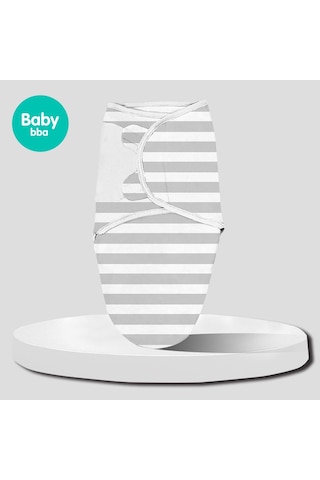 Moveevo Pamuklu Bebek Kundak Bebek Uyku Tulumu Uyku Anti-tekme Kundak Gri Çizgili 60 80 3-6 Ay İçin Uygundur Gri