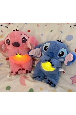 Nefes Alan Peluş Uyku Arkadaşı Stitch Peluş Oyuncak Lilo Açık Mavi