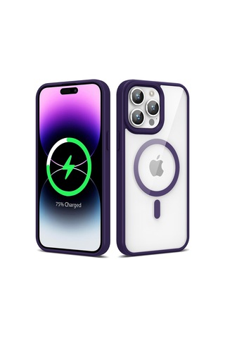 Zore Apple iPhone Uyumlu 14 Pro Max Kılıf Magsafe Wireless Şarj Özellikli Silikon Omsy Ege Kapak - Açık Mavi