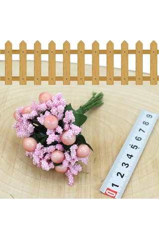 Yapay Çiçek, 12 Adetli Tomurcuk Cipso Demeti - 10 cm, Pembe