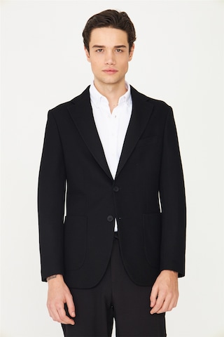 Siyah Kadife Fitilli Modern Kesim Düğmeli Blazer Ceket Siyah