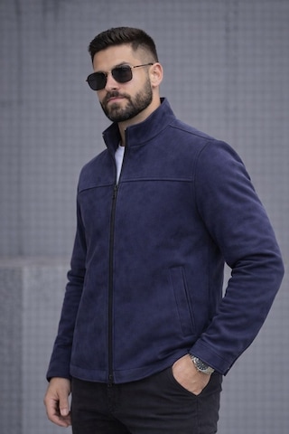 Baselco Slim Fit Dik Yaka Mevsimlik Süet Ceket Lacivert