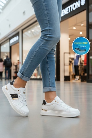 United Colors Of Benetton Bej Altın Bağcıklı Cilt Memory Foam Unisex Spor Ayakkabı Bnı-12074 G Bej-altın