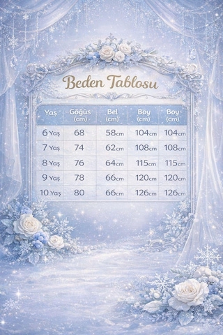 Chaton D'or Kız Çocuk Abiye Kar Taneli Pelerinli Prenses Model Askılı Abiye Elbise 6-10 Yaş Krem
