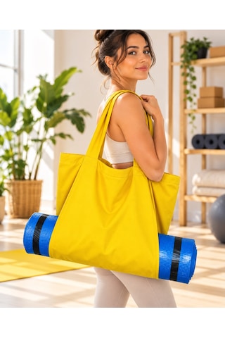Mat Taşıma Çantası Yoga Fitness Silindir Antrenman Çantası - Çantalı Fermuarlı Mat Taşıma Çantası Sarı