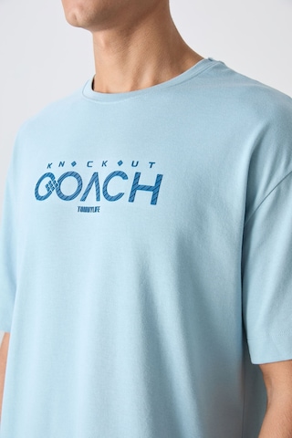 Tommy Life Açık Mavi Pamuklu Kalın Yumuşak Dokulu Oversize Fit Baskılı Erkek T-shirt - 88329 Açik Mavi