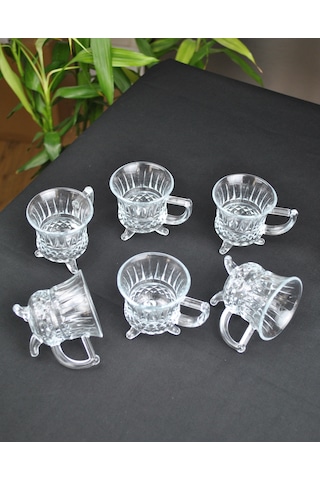 Ayaklı Cam Kulplu Çay Bardağı Ve Türk Kahvesi Fincanı Espresso Ba