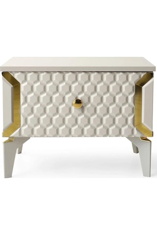 Milano Komodin-mdf-aynalı-kum Beji- Beyaz