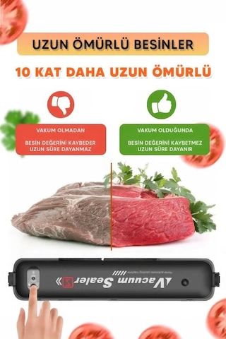 Vacuum Sealer Gıda Vakum Ve Mühürleme Makinesi 10 Poşetli