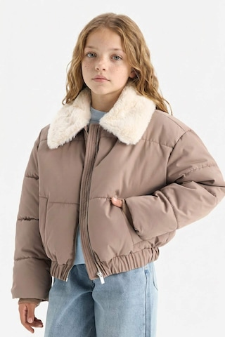Defacto Kız Çocuk Yakası Suni Kürklü Fermuarlı Mont C5388a825aubn298 Kahve