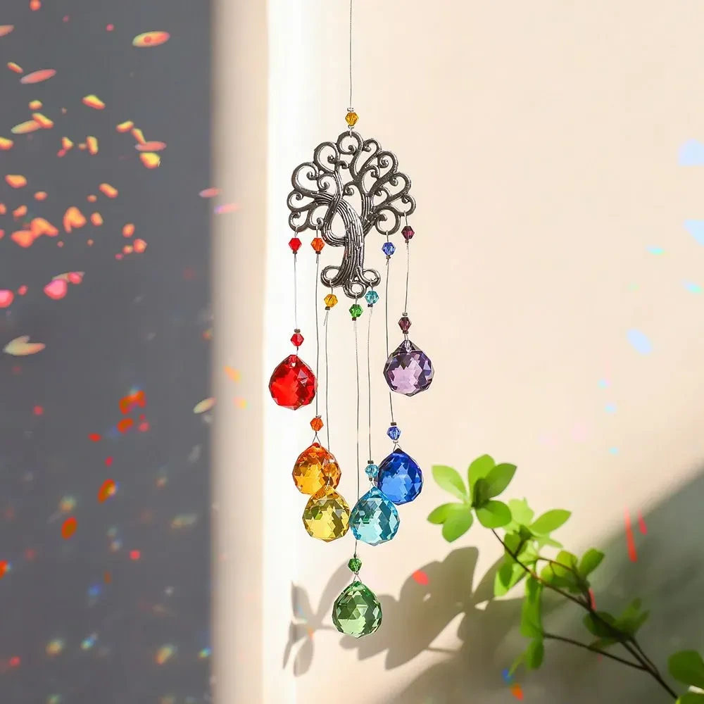 Konesam "k9 Kristal 'yaşam Ağacı' Güneş Tutucu, Aydınlatıcı Işık Yansımaları, Bahçe Pencere Dekorasyonu, Zil"