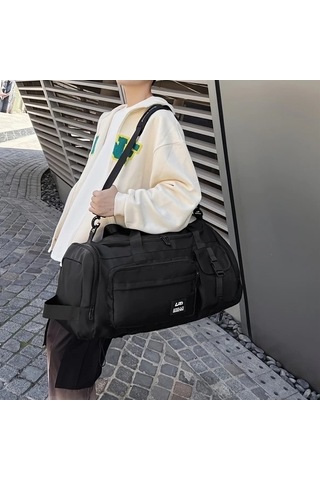 Sandwich Motion003 Siyah Erkek Spor Çantası Omuz Askılı Büyük Kapasiteli Çapraz Bag Gym Seyahat Siyah