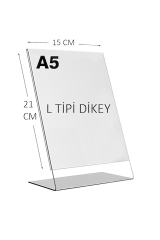 Heroglas A5 L Tipi Dikey Masa Üstü Şeffaf Pleksi / Föylük-fiyatlık-menü-broşürlük