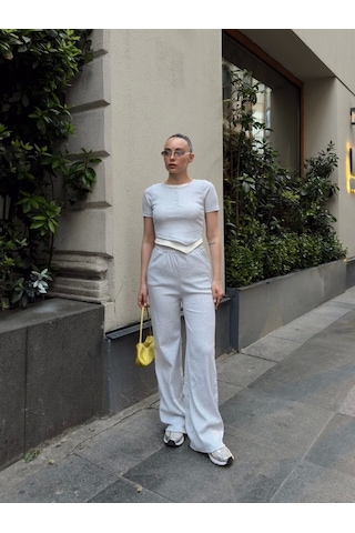 Düğme Yakalı Gri Alt Üst Takım S3943 Gri