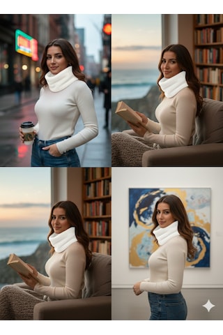 Leiste Kadın Peluş Boyunluk Peluş Boyunluk Welsoft Yılbaşı Hediyesi Isıtıcı Boyunluk Beyaz