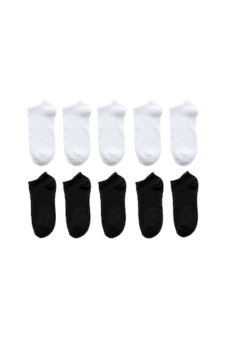 Bgk Unisex Siyah+Beyaz Koton 72 Çift Patik Ekonomik Fiyat Toptan Satış Beyaz Siyah Beyaz - Siyah