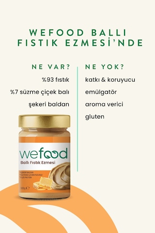 Şekersiz Ham Ballı Fıstık Ezmesi 300 Gr Fıstık Parçacıklı .