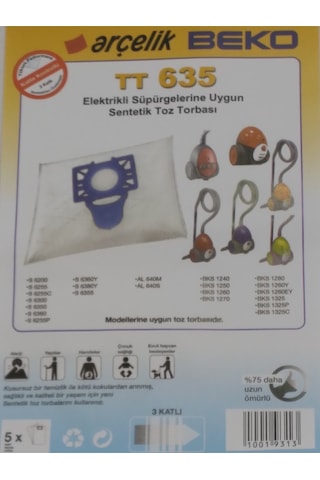 Arçelik Uyumlu 635 Mavi Sentetik Toz Torbası 5 Li X2 10 Adet