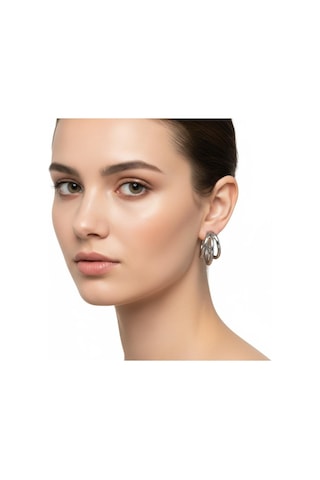 Gümüş Renk Kalın Halka Küpe - Çelik Stainless Steel Çok Renkli