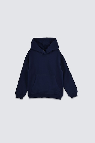 Zuzunga Basic Kapüşonlu Şardonlu Kanguru Cep Detaylı Çocuk Sweatshirt 3-10 Yaş Lacivert