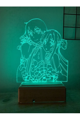 Sword Art Online Kirito And Asuna 16 Renk Gece Lambası