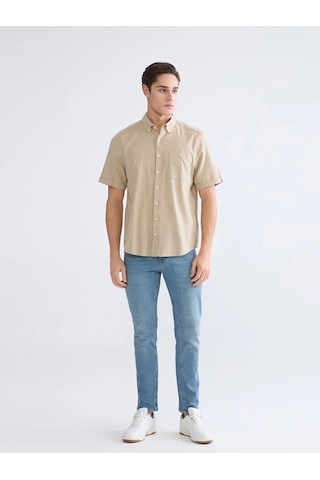 LC Waikiki Lcwaıkıkı Classic Bej Regular Fit Poplin Erkek Gömlek Beıge
