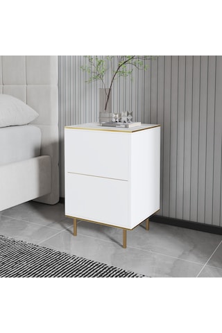 İmaj Komodin Orma Mermer/beyaz Gold