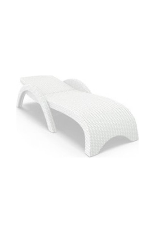 Omnipazar Trk-860 Siesta Fiji Bej Minderli Rattan Desenli Ayarlanabilir Lüks Şezlong Beyaz 2'li Set Beyaz