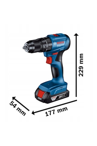 Bosch Professional GSB 185-Li 2.0 Ah Tek Akülü Kömürsüz Motor Darbeli Matkap + 23 Parça Aksesuar Set - 06019K3102