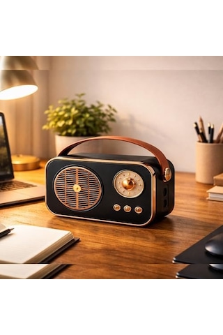 Nostaljik Bluetooth Hoparlör Retro Tasarım 5w Güçlü Ses, Usb Ve Tf Kart Destekli Taşınabilir Mini Hoparlör 1200mah Batarya Vintage Speaker