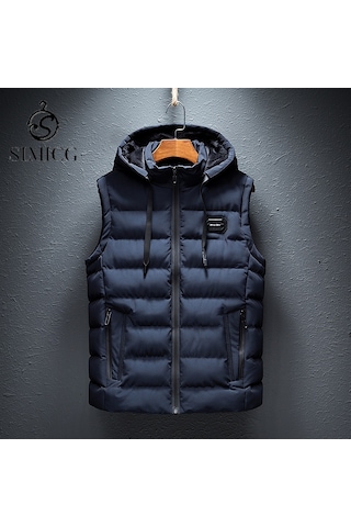 Sımıcg Erkek Kuş Tüyü Pamuklu Artı Polar Yelek Mavi