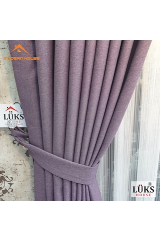 Lüks Mor Blackout Keten Karartma Pilesiz Fon Perde -Modern House Mor