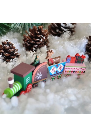Yılbaşı Ahşap Süslü Tren 2 3+