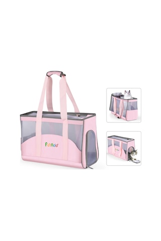 Funadd Portable Breathable Pet Bag Outdoor Shoulder Tote Bag Pembe